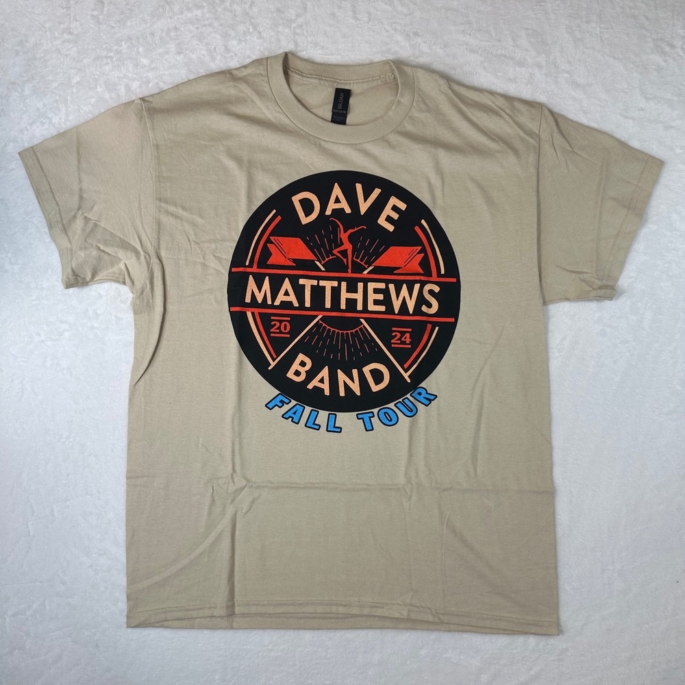 Dave Matthews Band Fall Tour 2024 T-Shirt Tan Gildan Heavy Cotton Large DMB Tee